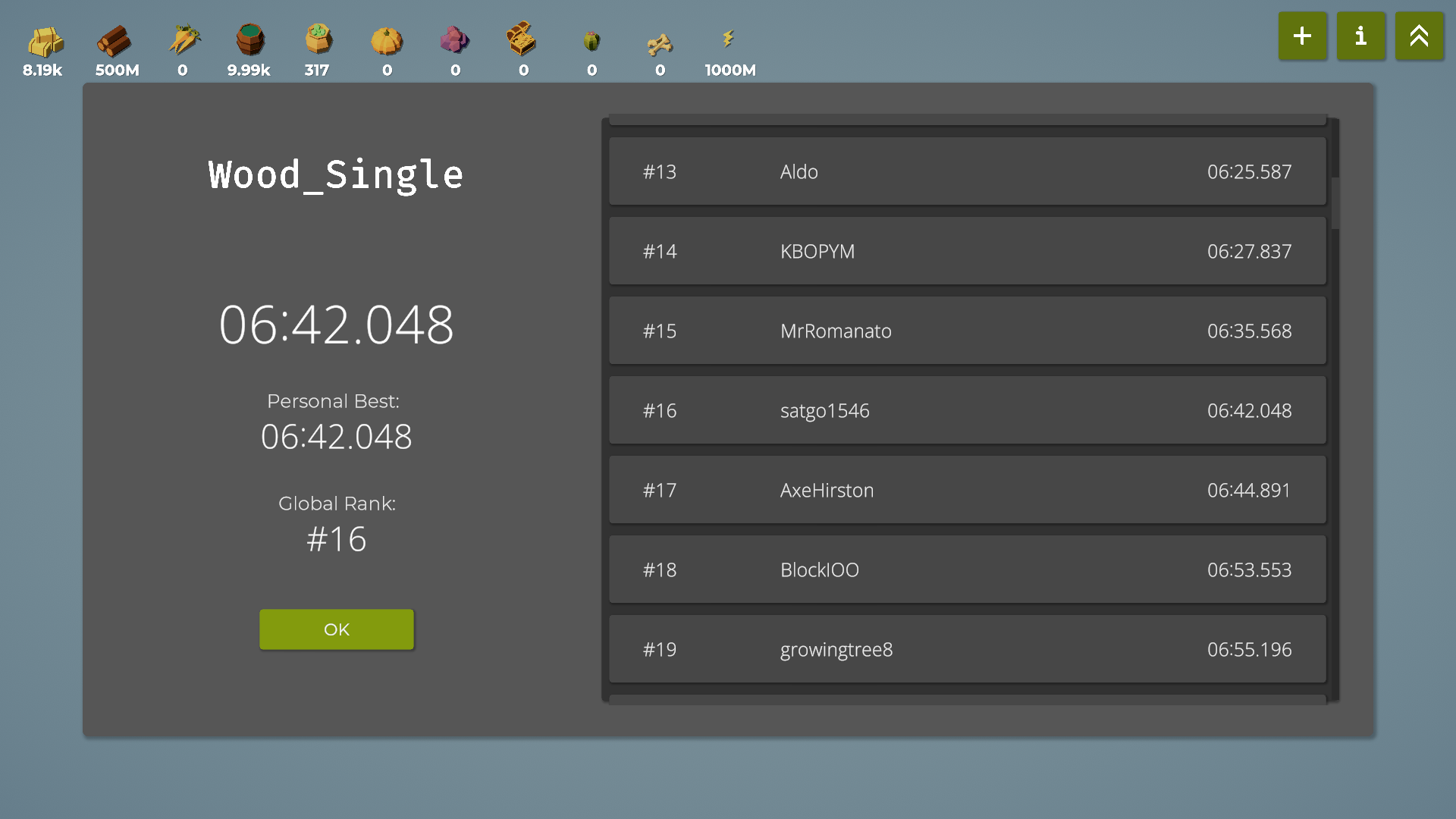Wood_Single
Personal Best: 06:42.048
Global Rank: #16